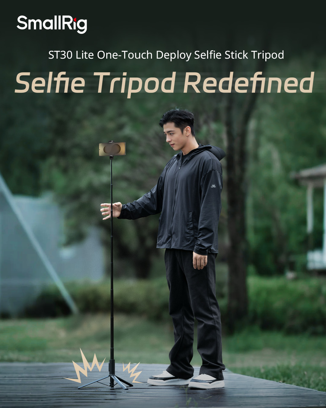 SmallRig ST30 Lite One-Touch Deploy Selfie Stick Tripod 5291