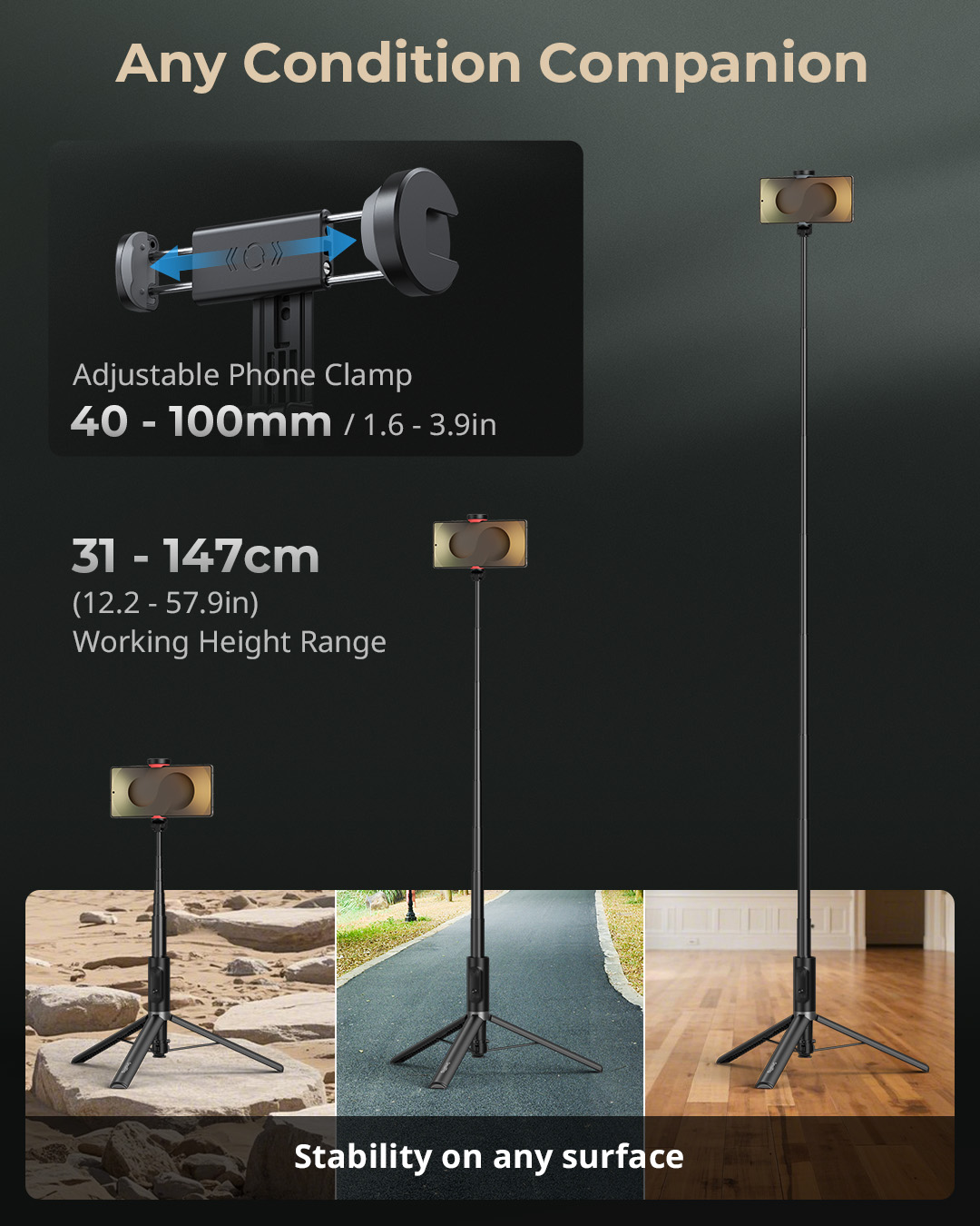 SmallRig ST30 Lite One-Touch Deploy Selfie Stick Tripod 5291